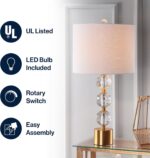 JONATHAN Y 25.25" Clear and Brass Gold Crystal Table Lamp, Modern Glam Faceted O... - Image 3