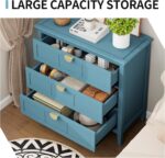 Blue Wood 3-Drawer Storage Cabinet, Modern Accent Chest with Solid Wood Legs & G... - Image 5