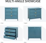 Blue Wood 3-Drawer Storage Cabinet, Modern Accent Chest with Solid Wood Legs & G... - Image 10
