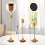 6 Pcs Brass Gold Candle Holders Set, Candelabra Tall Candle Stand, Metal Taper C... - Image 4