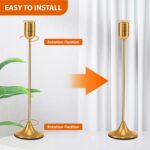 6 Pcs Brass Gold Candle Holders Set, Candelabra Tall Candle Stand, Metal Taper C... - Image 7