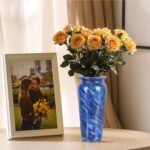Blown Glass Blue vase, Blue Home Decor, Modern Art Wide Mouth vase for Living Ro... - Image 5