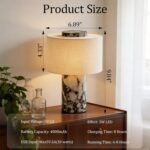 Marble Table Lamp with USB Port,Luxury Bedroom Nightstand Stone Base Touch Dimma... - Image 3