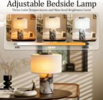 Marble Table Lamp with USB Port,Luxury Bedroom Nightstand Stone Base Touch Dimma... - Image 5