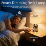 Marble Table Lamp with USB Port,Luxury Bedroom Nightstand Stone Base Touch Dimma... - Image 6