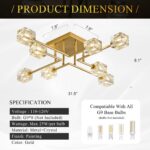 8-Light Gold Sputnik Chandeliers Modern Crystal Semi Flush Mount Ceiling Light F... - Image 5