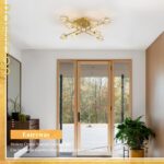 8-Light Gold Sputnik Chandeliers Modern Crystal Semi Flush Mount Ceiling Light F... - Image 6