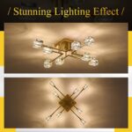 8-Light Gold Sputnik Chandeliers Modern Crystal Semi Flush Mount Ceiling Light F... - Image 7