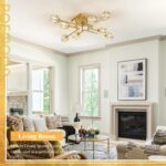 8-Light Gold Sputnik Chandeliers Modern Crystal Semi Flush Mount Ceiling Light F... - Image 8