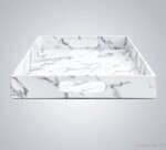 Home Redefined Modern Elegant 17.5"x12" Rectangle White Marble Faux Leather Deco... - Image 5