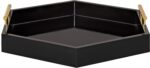 Kate and Laurel Lipton Modern Hexagon Decorative Tray, 18" x 18", Black with Gol... - Image 3