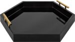 Kate and Laurel Lipton Modern Hexagon Decorative Tray, 18" x 18", Black with Gol... - Image 4