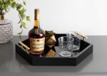 Kate and Laurel Lipton Modern Hexagon Decorative Tray, 18" x 18", Black with Gol... - Image 5