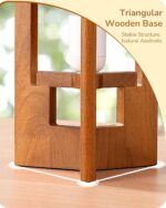 EDISHINE 13.5" Small Table Lamp, Walnut Wood Cylinder Nightstand Lamp for Bedroo... - Image 3