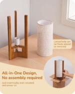 EDISHINE 13.5" Small Table Lamp, Walnut Wood Cylinder Nightstand Lamp for Bedroo... - Image 4