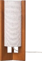 EDISHINE 13.5" Small Table Lamp, Walnut Wood Cylinder Nightstand Lamp for Bedroo... - Image 5
