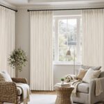 MIULEE Pinch Pleated Thick Linen Curtains 90 Inches 4 Panels Set Ivory Cream Bac... - Image 6