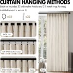 MIULEE Pinch Pleated Thick Linen Curtains 90 Inches 4 Panels Set Ivory Cream Bac... - Image 9