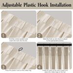 MIULEE Pinch Pleated Thick Linen Curtains 90 Inches 4 Panels Set Ivory Cream Bac... - Image 10