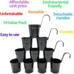 LaLaGreen Small Hanging Planters - 10 Pack, 4 Inch Black Metal Bucket Small Flow... - Image 6