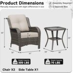 3 Pieces Outdoor Wicker Patio Furniture Set - Patio Chairs Set with Thickened Ol... - Image 3
