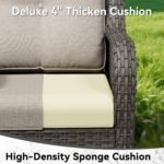 3 Pieces Outdoor Wicker Patio Furniture Set - Patio Chairs Set with Thickened Ol... - Image 5