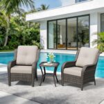 3 Pieces Outdoor Wicker Patio Furniture Set - Patio Chairs Set with Thickened Ol... - Image 6
