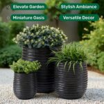 15”+11”+7.9” Dia Round Concrete Planter Set of 3, Flowerpot with Wavy Texture, L... - Image 4
