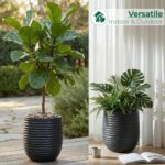15”+11”+7.9” Dia Round Concrete Planter Set of 3, Flowerpot with Wavy Texture, L... - Image 5