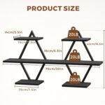 Floating Shelves, Wall Shelf Set of 2, Wall Mounted Shelves, 3-Tier Hanging Wall... - Image 3