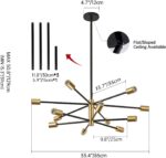 RUIYEY Modern Chandelier Ceiling Light Fixture Sputnik Chandeliers Gold and Blac... - Image 3