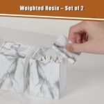 Jung Ford 2-Pack Marble Pattern Cotton Swab Holders with Lids, Resin Bathroom Va... - Image 4