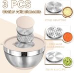Umite Chef Mixing Bowls with Airtight Lids Set, 8PCS Stainless Steel Khaki Nesti... - Image 4