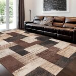 Modern Geometric Patchwork Indoor Area Rug for Living Room, Chocolate 5'x 7' Lar... - Image 4