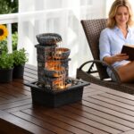 Kalona Tabletop Fountain 3 Bowls with LED Light Soothing Water Flowing Sound Fou... - Image 7