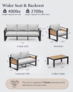 ZANDOR Aluminum Outdoor Patio Furniture - 2 Pcs Armchair, All-Weather Metal Mode... - Image 3