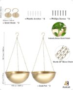 AceList 2 Pack Gold Hanging Planter for Indoor Plants - 9.8 Inch Boho Metal Plan... - Image 4