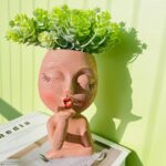 Brown Resin Handcrafted Cute Flower Pot, Suitable for Indoor and Outdoor Use, wi... - Image 4