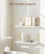 Afuly Floating Shelves for Wall, Metallic Gold White Wall Mounted Shelves, Shelv... - Image 3