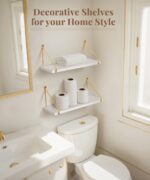 Afuly Floating Shelves for Wall, Metallic Gold White Wall Mounted Shelves, Shelv... - Image 4
