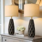 PORTRES 27.5" Ceramic Table Lamps for Bedroom Living Room Lamps Set of 2 Modern ... - Image 4
