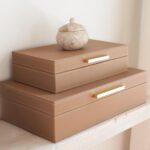 ZICOTO Decorative Storage Boxes with Lids – Set of 2 Beautiful PU Leather Organi... - Image 2