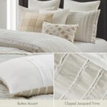 Madison Park King Comforter Set Clipped Jacquard Stripes with Buttons Boho Comfo... - Image 5