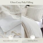 Madison Park King Comforter Set Clipped Jacquard Stripes with Buttons Boho Comfo... - Image 6