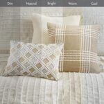 Madison Park King Comforter Set Clipped Jacquard Stripes with Buttons Boho Comfo... - Image 8