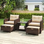 LHBcraft Outdoor Furniture 5 Piece Patio Conversation Set, PE Rattan Patio Set w... - Image 3