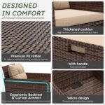 LHBcraft Outdoor Furniture 5 Piece Patio Conversation Set, PE Rattan Patio Set w... - Image 4