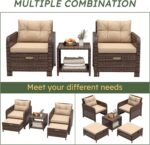 LHBcraft Outdoor Furniture 5 Piece Patio Conversation Set, PE Rattan Patio Set w... - Image 7