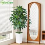 5FT Artificial Dracaena Tree - High-Density Foliage Fake Plant with White Tall P... - Image 6