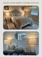 PoKat 23" Modern Ceramic Table Lamp Set of 2 for Living Room White Desk Lamps fo... - Image 3
